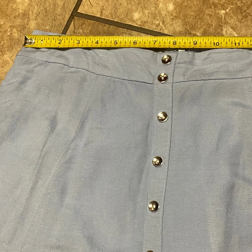 Grace Elements Light Blue A-Line Button-Front Skirt